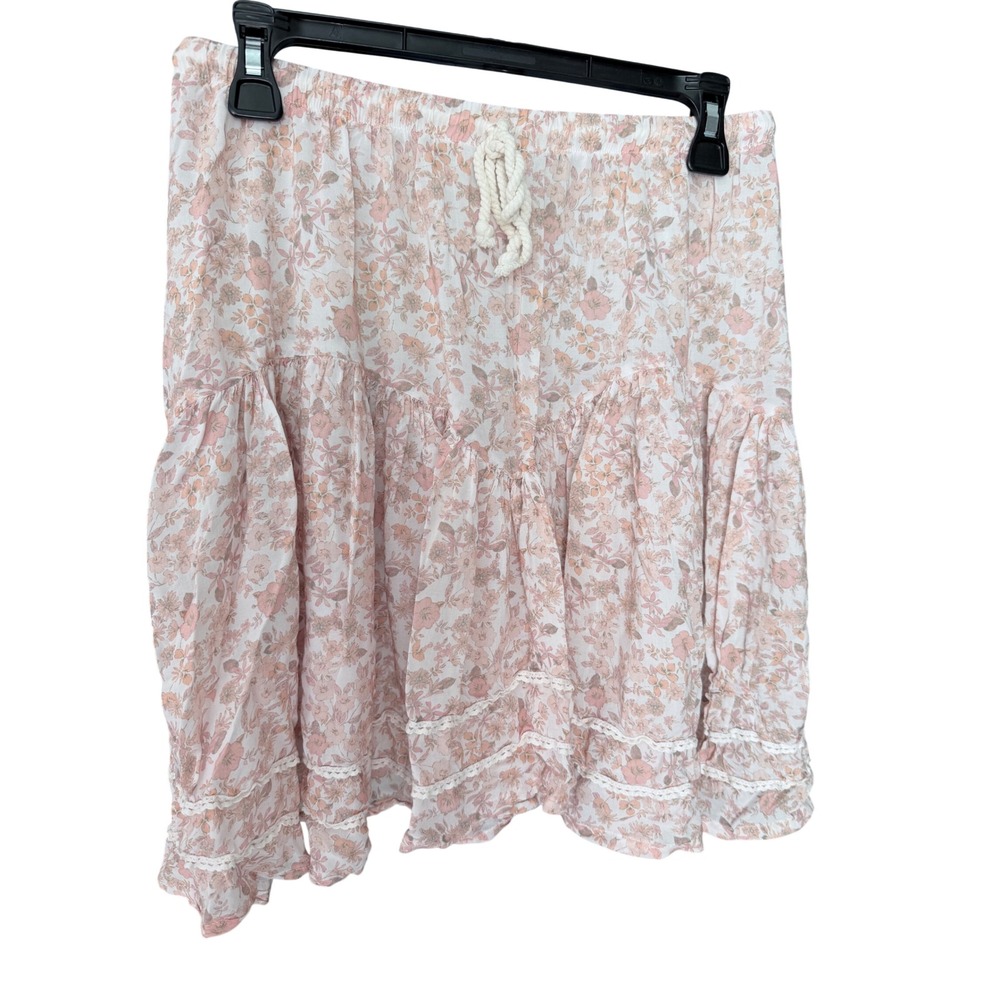 Olivaceous Floral Ruffle Mini Skirt Boho Size M